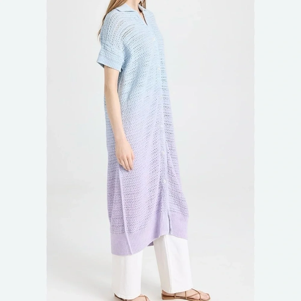 Free People Alicia blue ombre crochet sweater